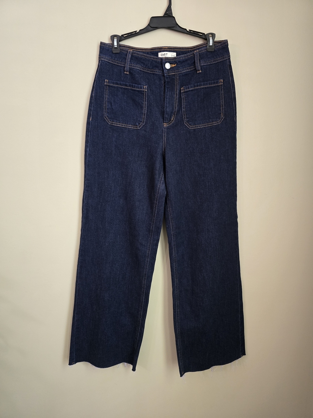 Oat New York Dark Blue Straight Wide Leg Jeans women Size 6  / 28